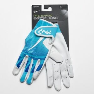 Nike 887791147271 Youth Hyperdiamond Edge Softball Batting Gloves Blue SZ Large